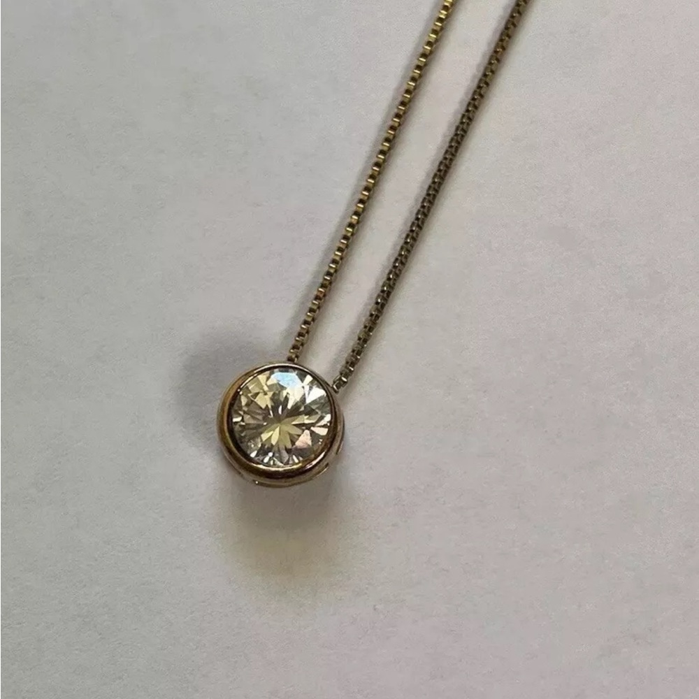 Elegant Bezel Slide Diamond Pendant 14K Gold Necklace